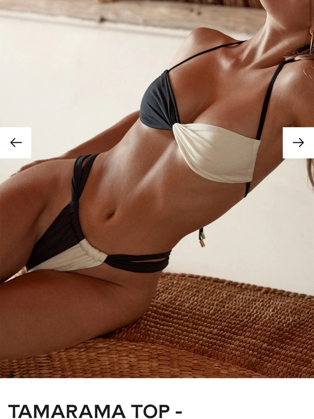 Monday Swimwear Tamarina Top/ Malta bottom black/ivory (size large)